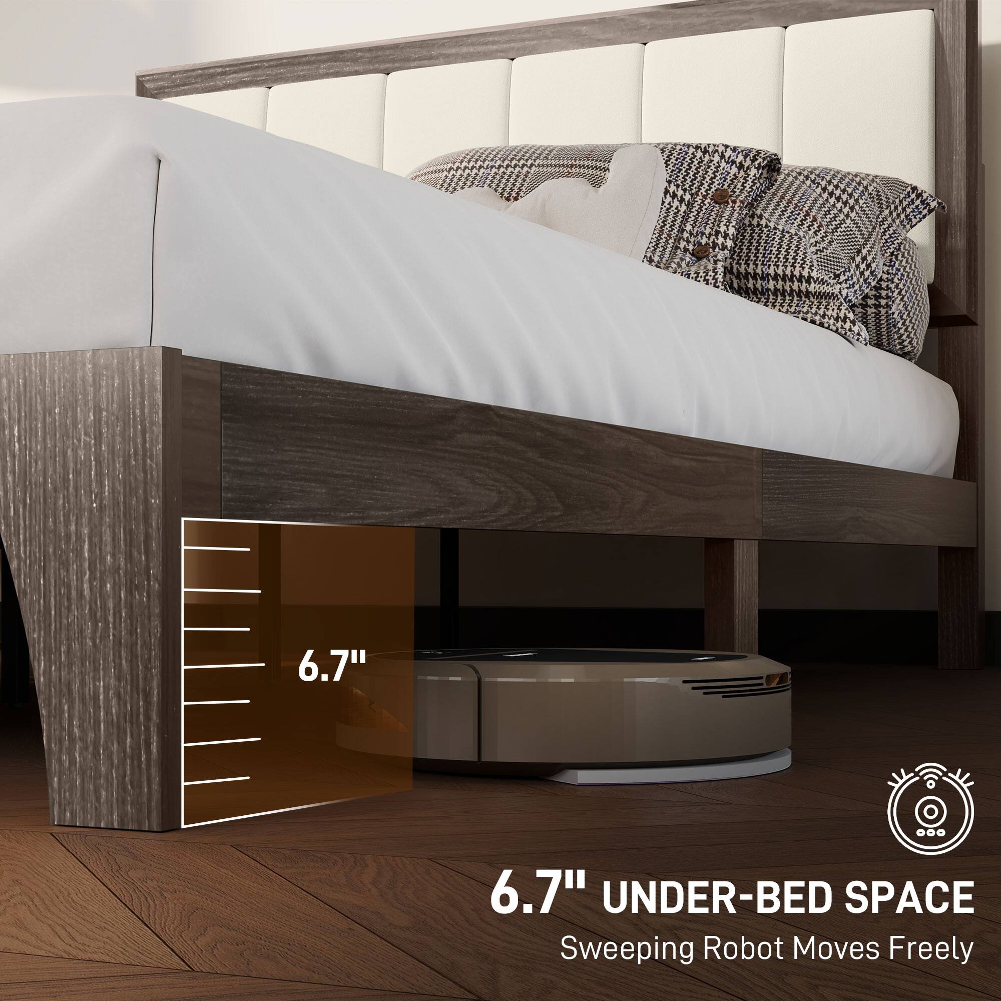 6.7" UNDER-BED SPACE Sweeping Robot Moves Freely