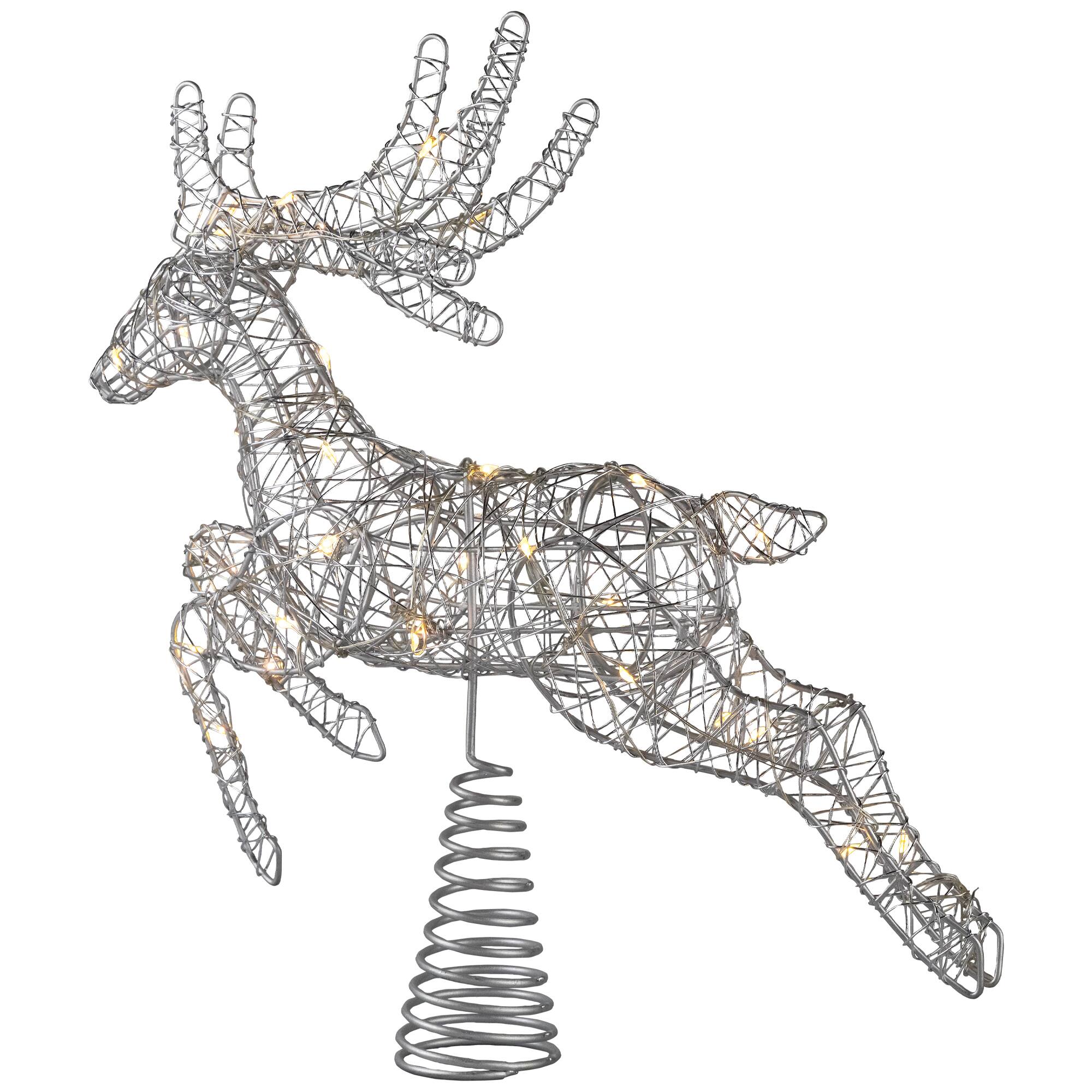 Alt View 4. Northlight - LED Lighted Reindeer Christmas Tree Topper - 13"  - Silver - Warm White Lights - Silver.