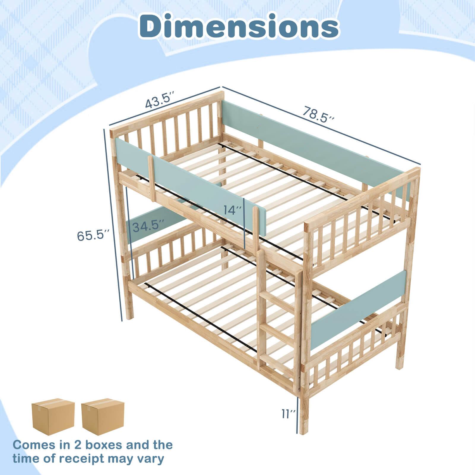 Dimensions: 43.5" x 78.5" x 65.5" x 34.5" x 14" x 11". Comes in 2 boxes and the time of receipt may vary.