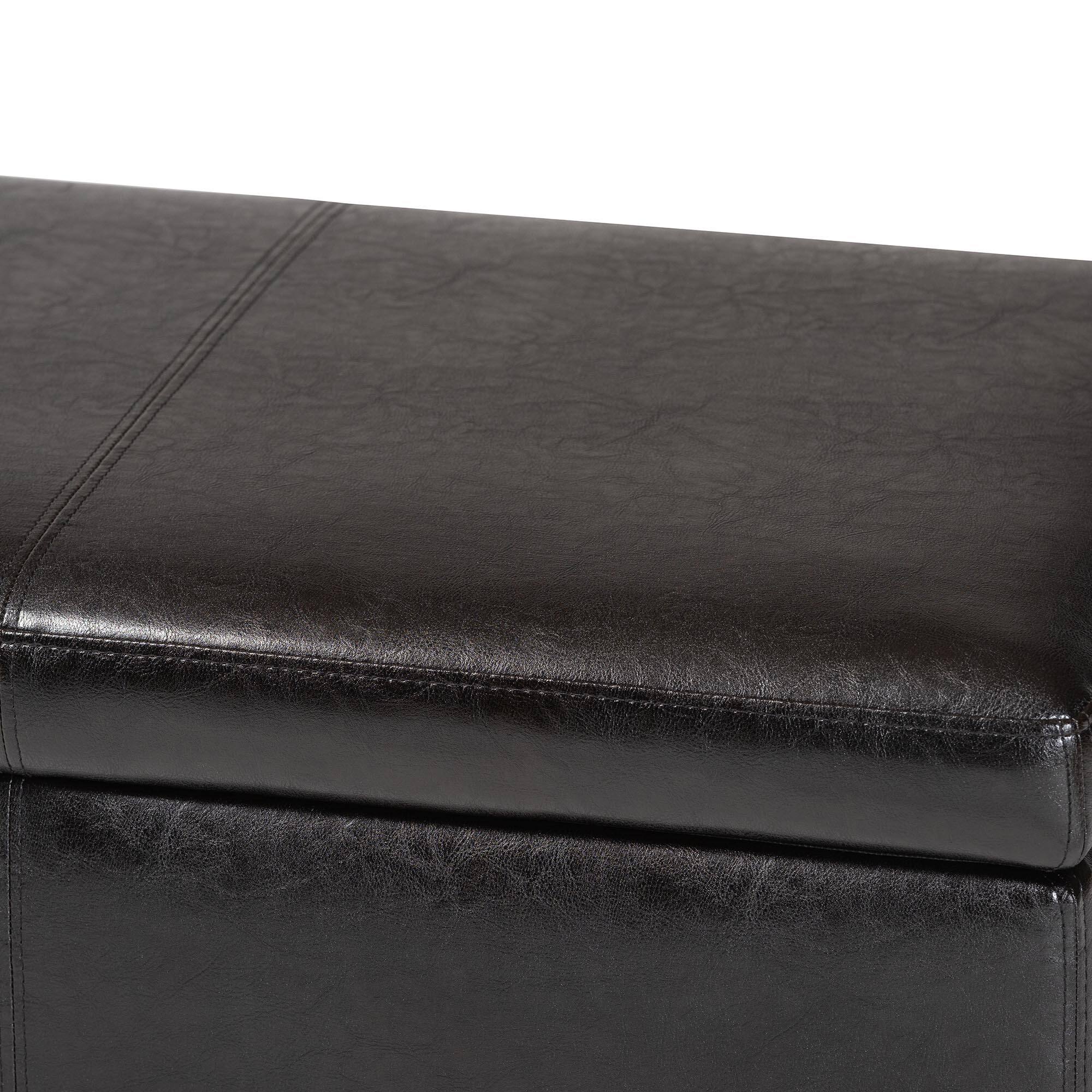 Alt View 2. Baxton Studio - PU Leather Storage Bench Ottoman with Stitching - Dark Brown.