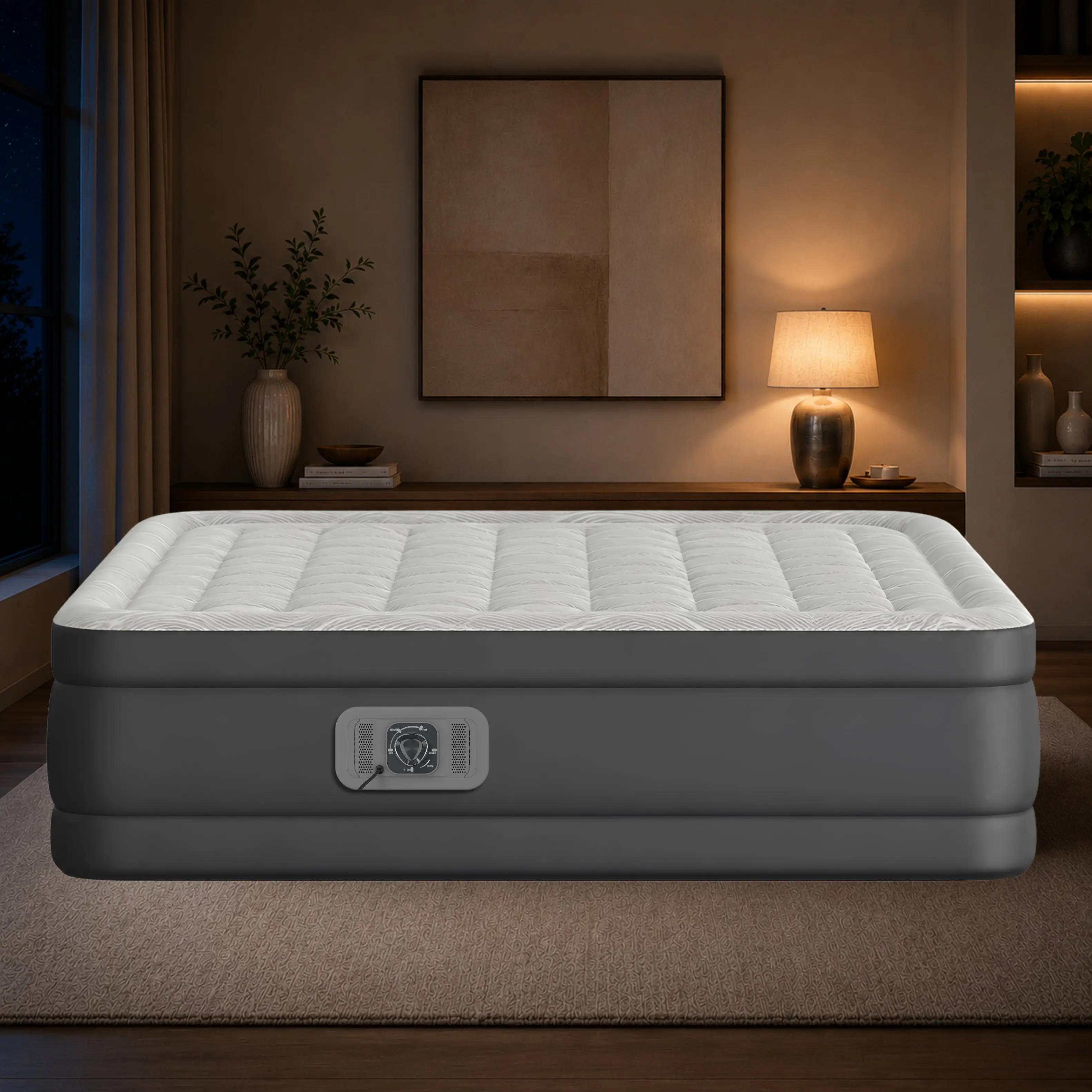 Alt View 1. Beautyrest - EVERFIRM 24 inch Queen Air Mattress -3 Comfort Settings - Quiet Dual Pump Maintains Firmness - Grey.