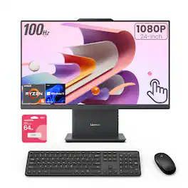 Lenovo - IdeaCentre 24" FHD All-in-One - AMD Ryzen 5 7535HS - 32GB RAM 512GB SSD - Wireless K & M - Adata 64GB USB Drive - Black