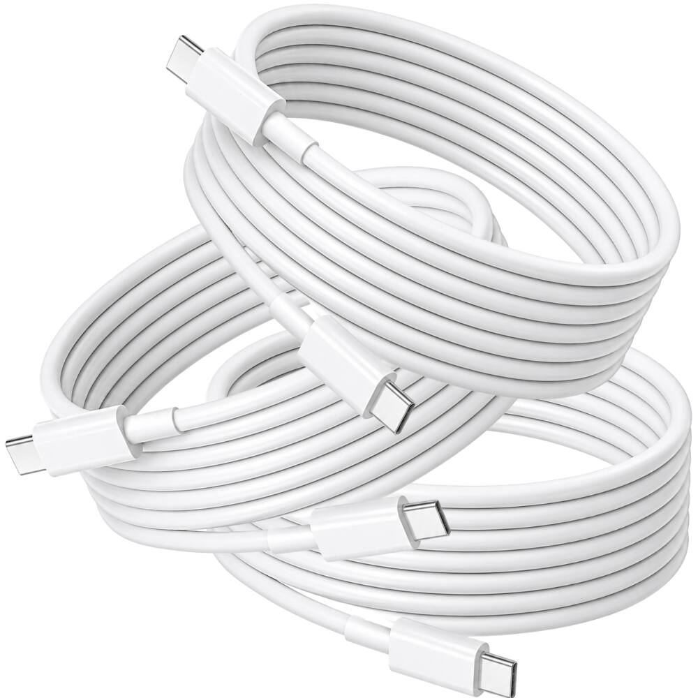 Alt View 4. Qixxronics - 3PCS 6FT USB-C to USB-C Charging Cable for iPhone 16 E/17/Air/15/Pro/Plus/Pro Max, MacBook Pro/Air, iPad Pro /Air / Mini - White.