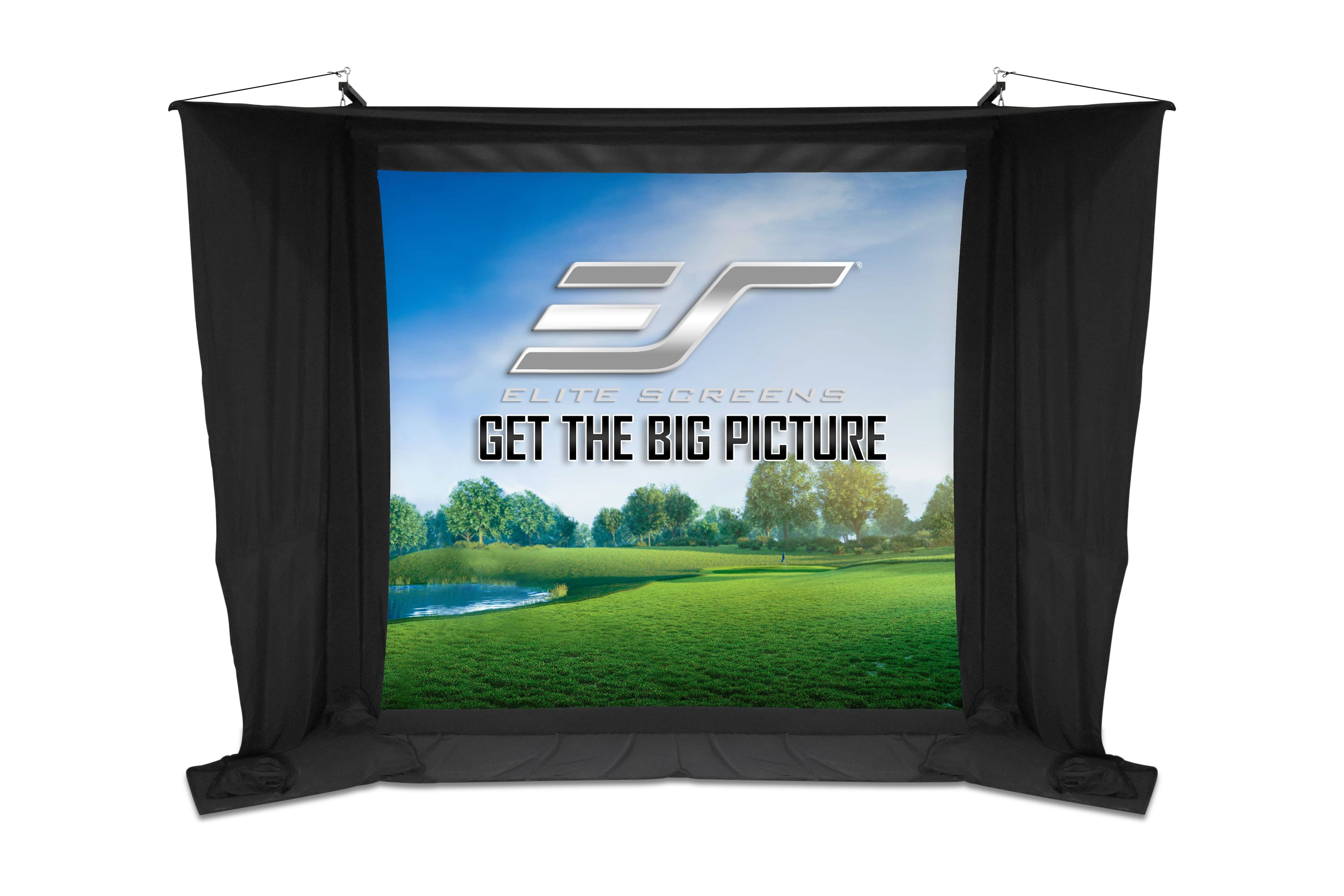 Elite Screens - GolfSim Electric, Retractable Impact Screen, Front Projection,SwapTex technology, RF Control, 10H'x7'W - Black