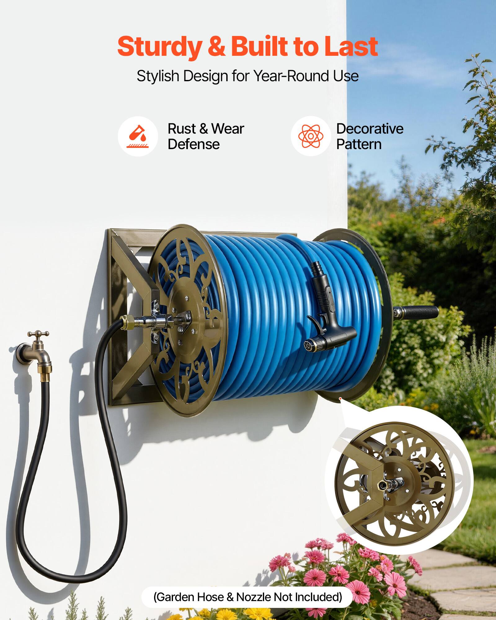 Sturdy & Built to Last  
Stylish Design for Year-Round Use  
Rust & Wear Defense  
Decorative Pattern  
(Garden Hose & Nozzle Not Included)