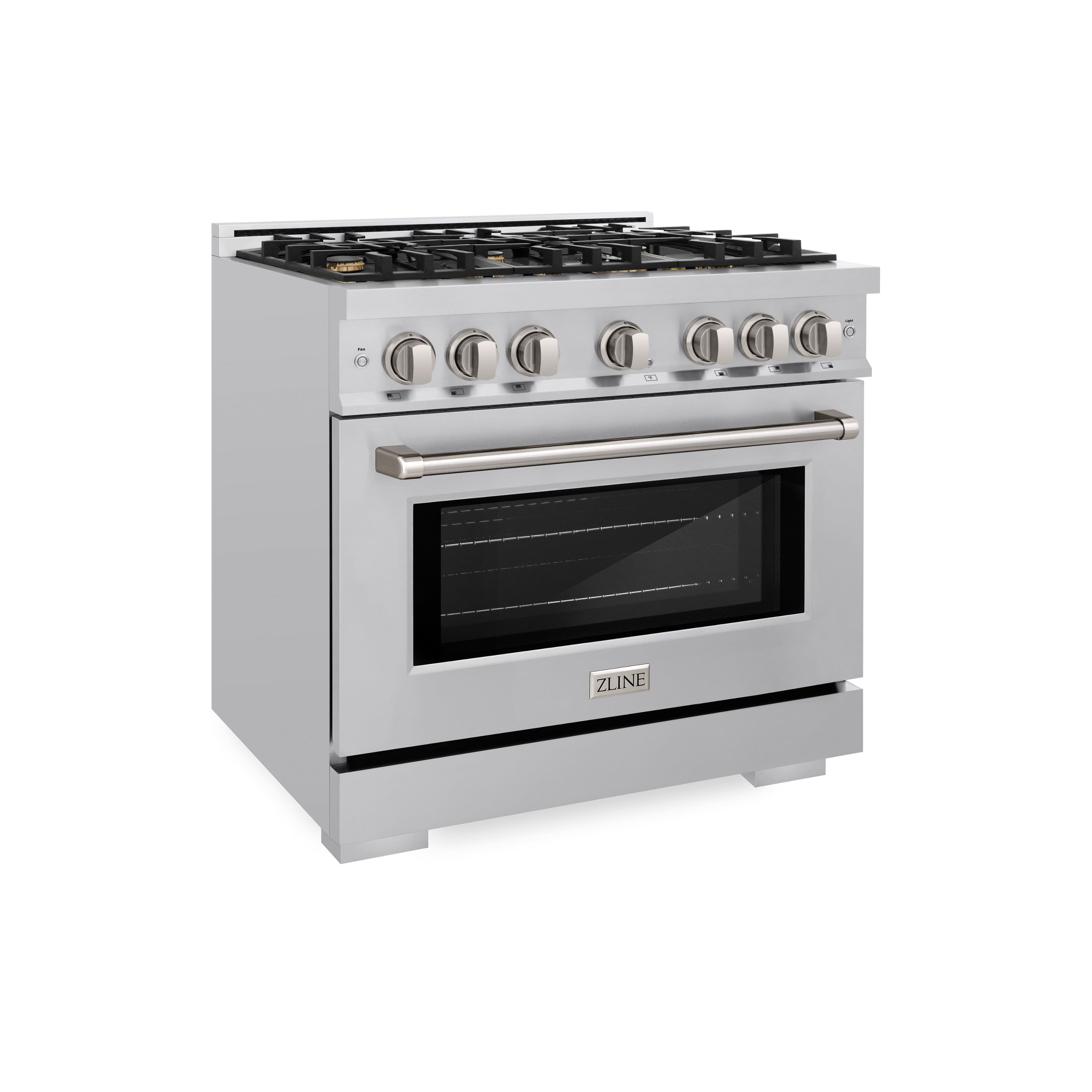 ZLINE - 36" Select Dual Fuel Stainless Steel Range w/ 6 Brass Burners & Convection Oven (HDR-BR-36) - Stainless Steel