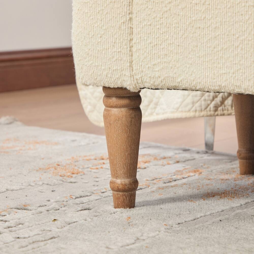 Alt View 3. Ropilly - Ropilly Modern Boucle Upholstered Storage Bench with Armrests, Beige Bed End Stool for Bedroom and Entryway - Beige.