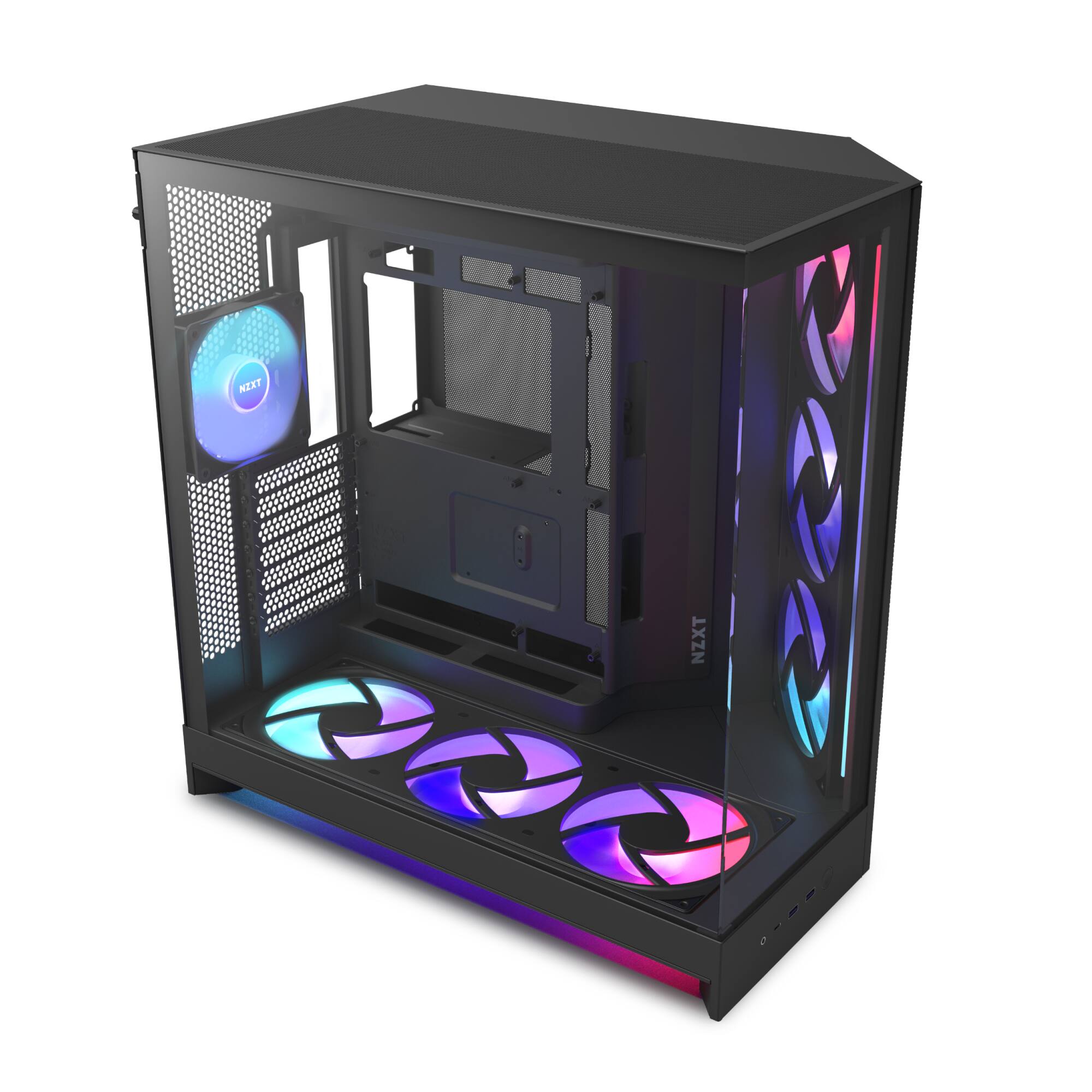 NZXT - H9 Flow+ RGB 2025 ATX Mid-Tower Dual-Chamber PC Case - Black