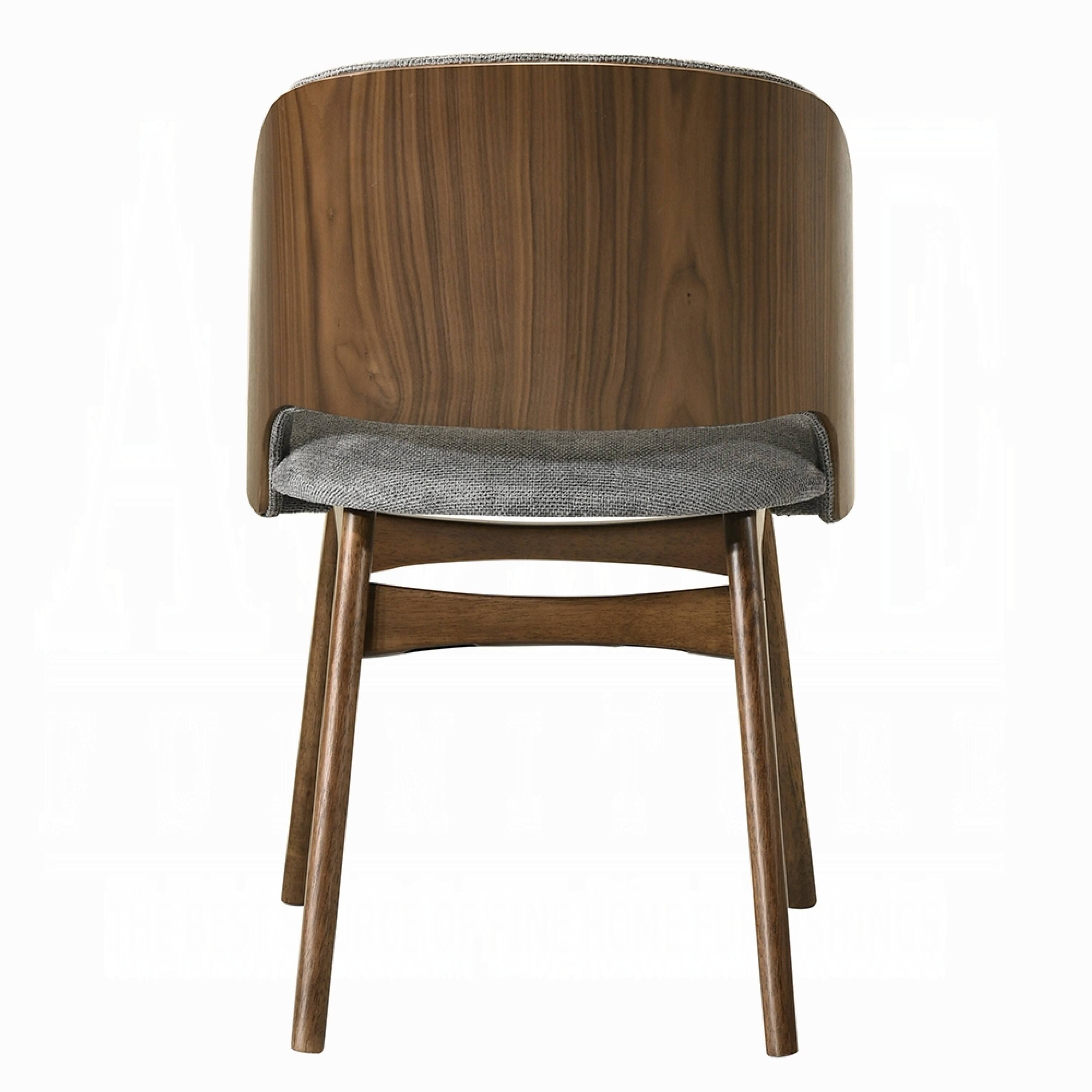 Alt View 2. Manhattan Lane - Dio Dining Side Chair Set of 2, Gray Padded Curved Back, Walnut Brown - Gray, Dark Walnut Brown.