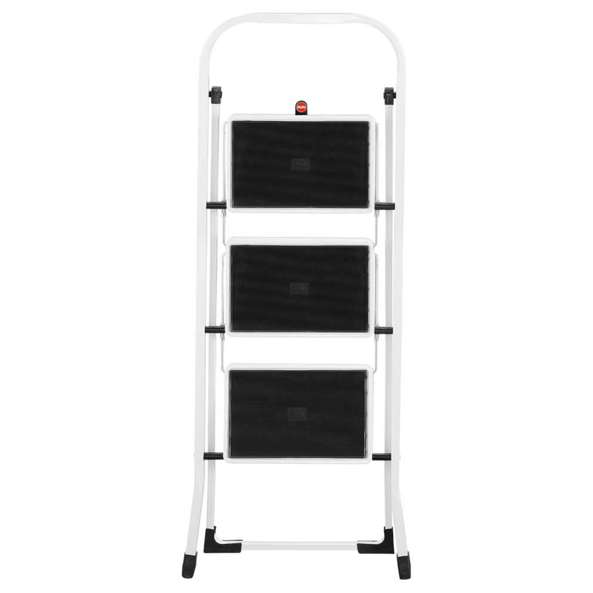 Alt View 7. Hailo - Hailo K20 3-Step Folding Ladder with Sturdy Steel Frame, 330 lb Capacity, Silver - White / Black.