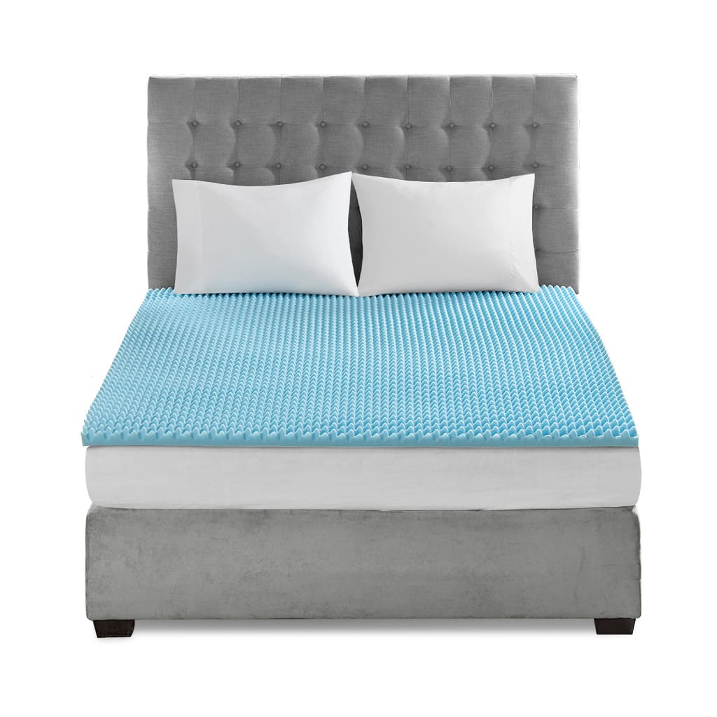 Front. Gracie Mills - Gracie Mills Mclean Cooling Gel Memory Foam Reversible Mattress Topper - Blue.