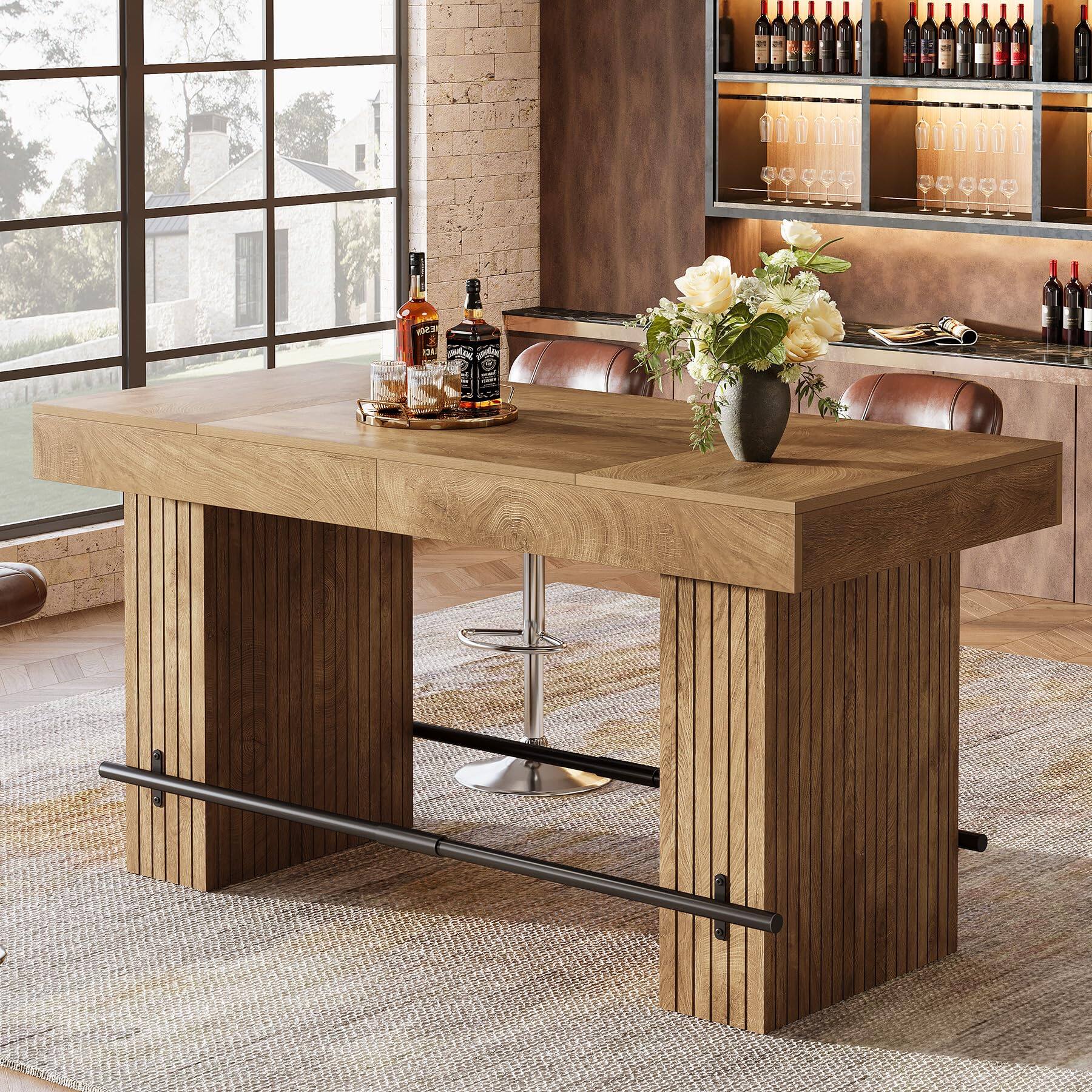 Tribesigns 62.2 Inch Bar Table, Counter Height Table, High Top Dining ...