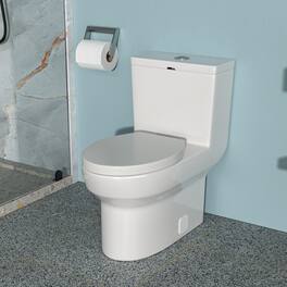 TinyHomie - Ceramic One Piece Toilet Dual Flush with Soft Closing Seat - White