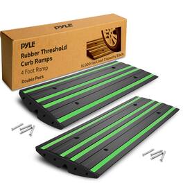 Pyle - 8ft Rubber Curb Ramp Set – 2 Pack, Non-Slip Ramps for Driveways, Garages, Sidewalks, Wheelchairs