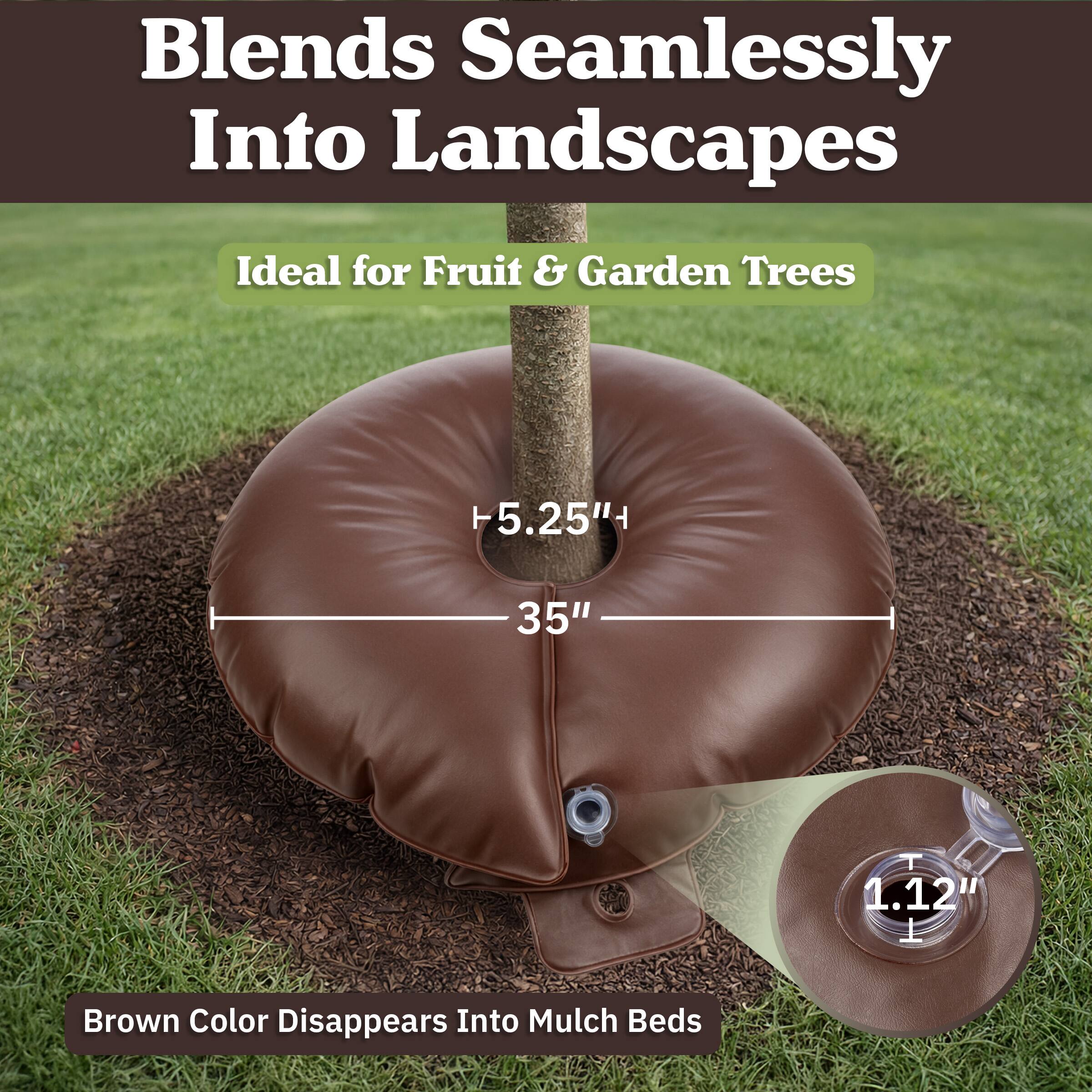 Blends Seamlessly Into Landscapes  
Ideal for Fruit & Garden Trees  
H 5.25"  
T 35"  
1.12"  
Brown Color Disappears Into Mulch Beds