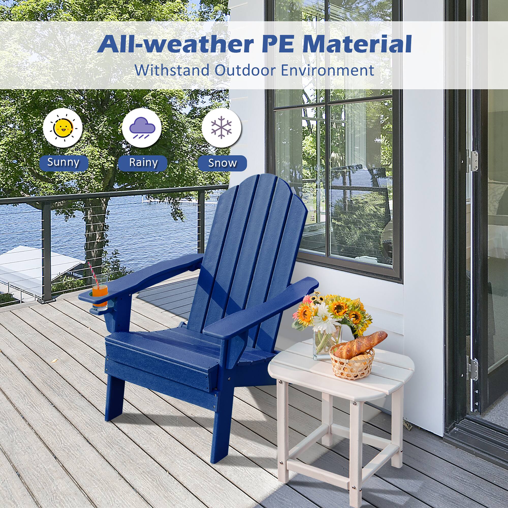 Gymax Patiojoy Folding Patio Adirondack Chair Weather Resistant