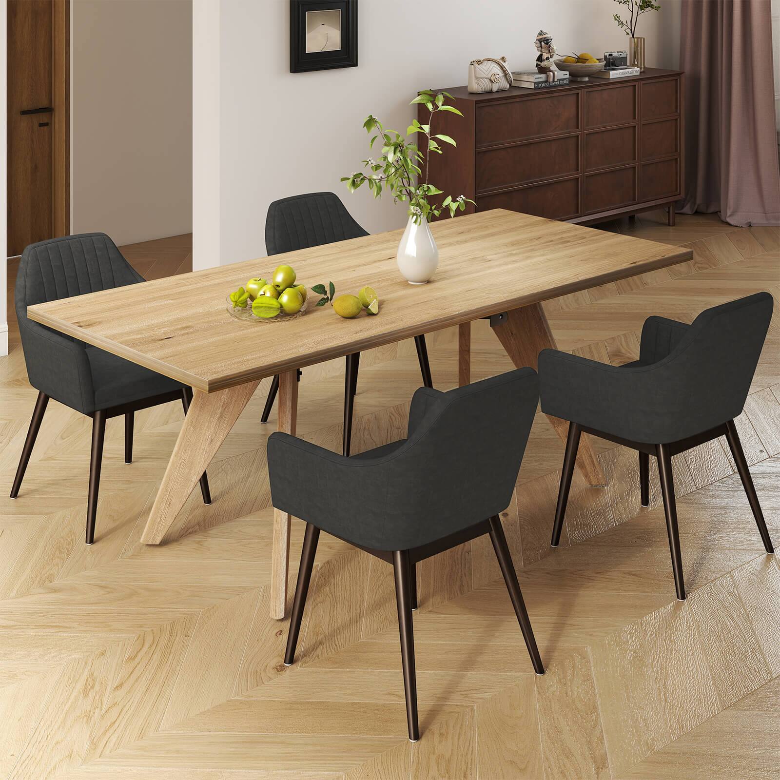 Alt View 3. Costway - Costway Dining Chairs Set of 2 Upholstered Accent Chairs with Comfy Padded Backrest - Dark Gray.