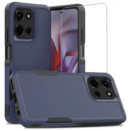 Front. Equipd - Case for Moto G 5G 2025/ G 5G 2026 / G Play 2026 Heavy Duty Rugged Shockproof Cover with Tempered Glass Screen Protector - Blue.