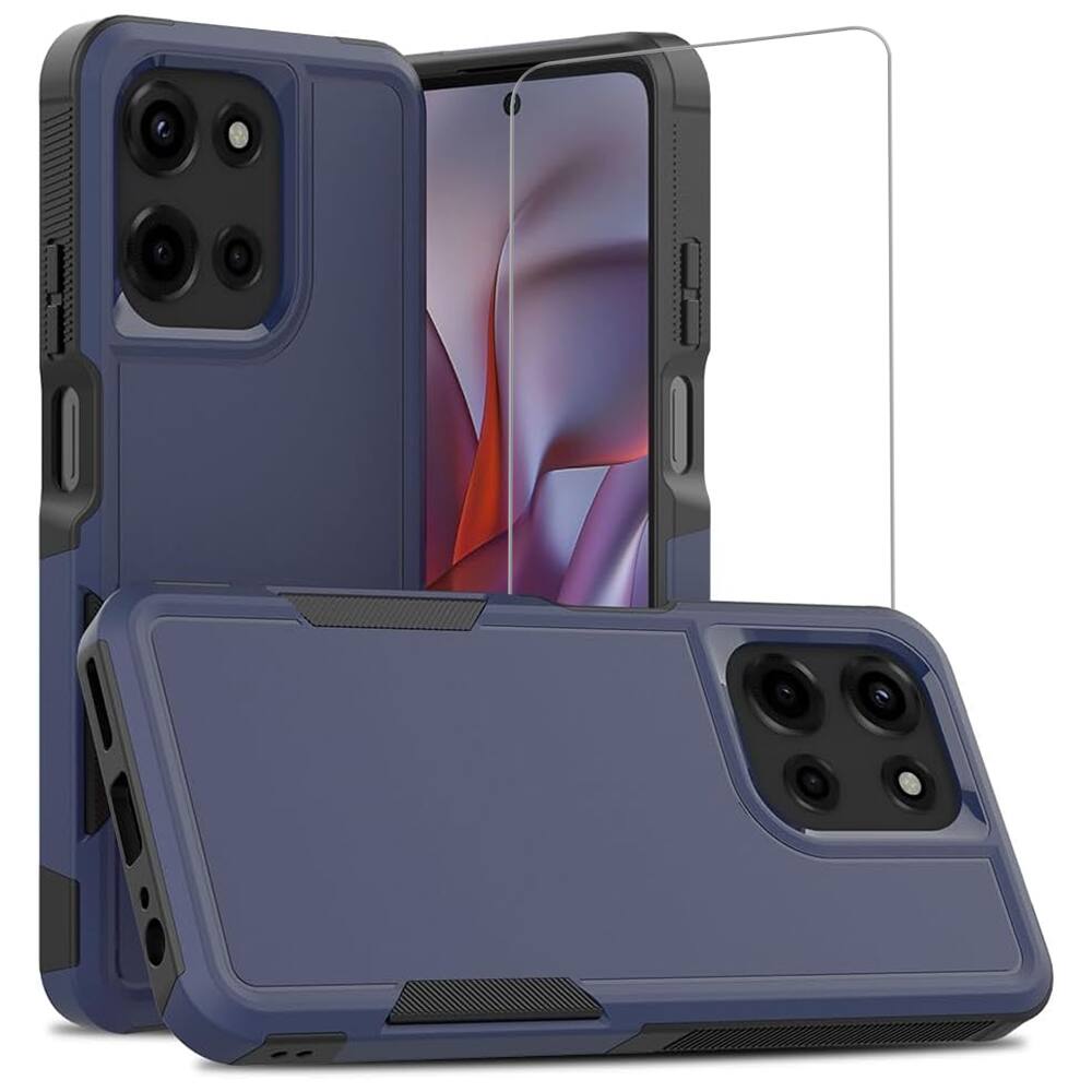 Front. Equipd - Case for Moto G 5G 2025/ G 5G 2026 / G Play 2026 Heavy Duty Rugged Shockproof Cover with Tempered Glass Screen Protector - Blue.
