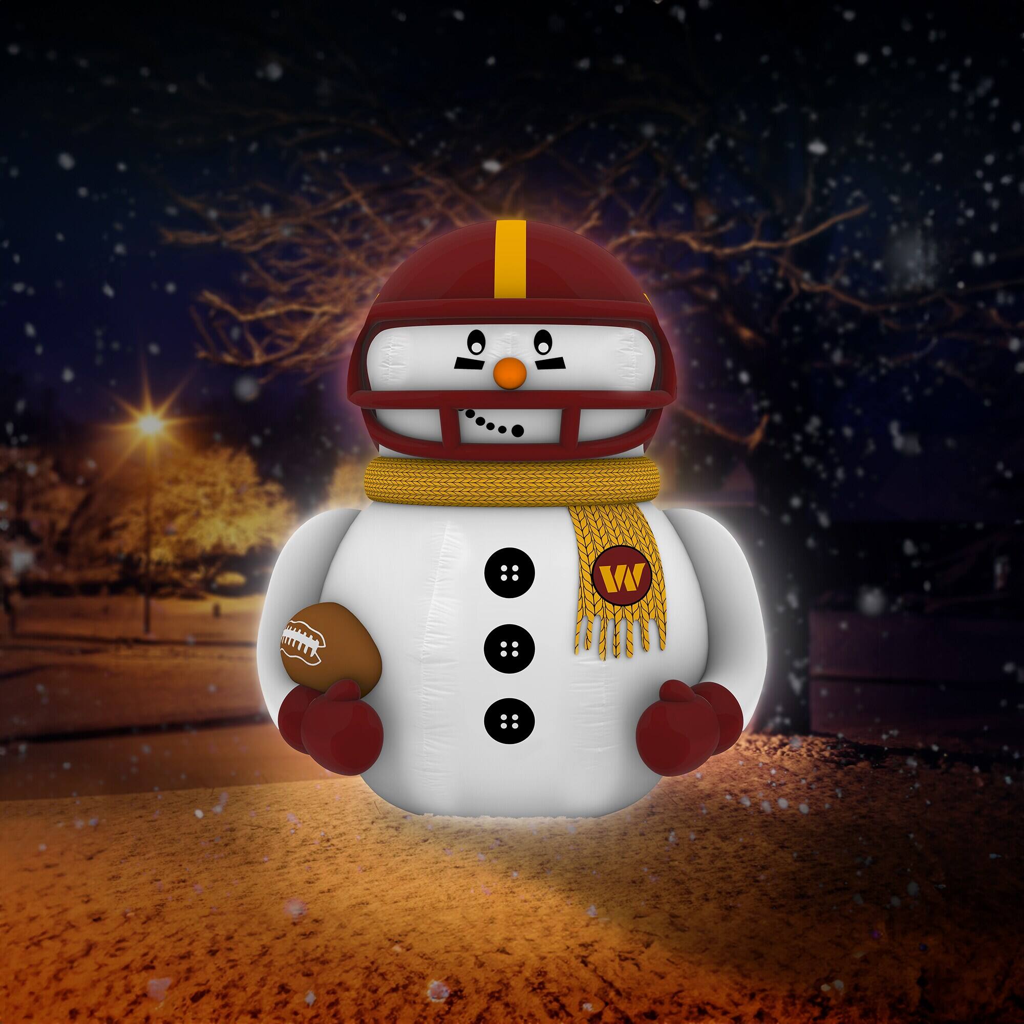 Alt View 3. Sporticulture - Washington Commanders Inflatable Snowman Player - Red.