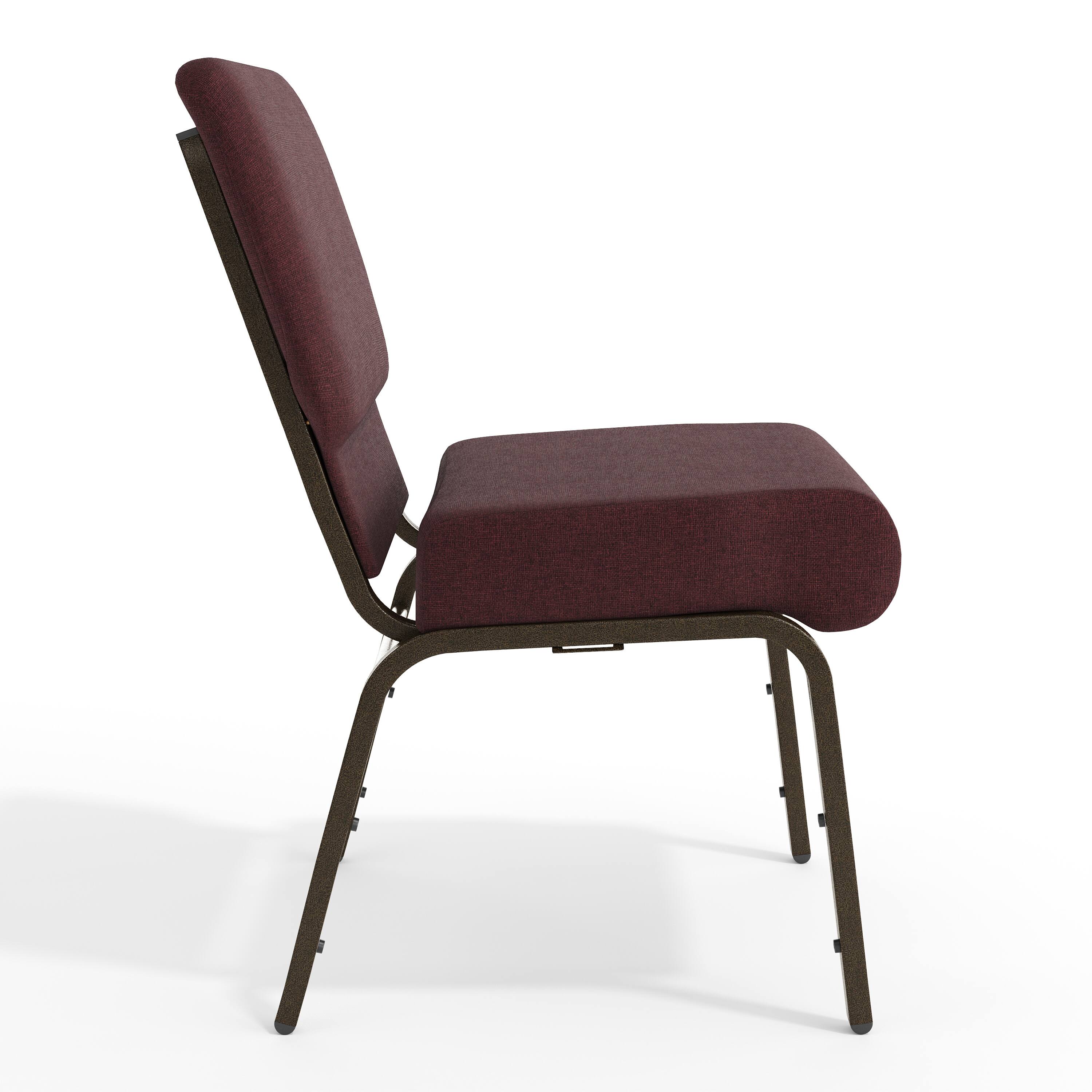 Left. Flash Furniture - HERCULES Series 21''W Stacking Church Chair in Plum Fabric - Gold Vein Frame - Purple.