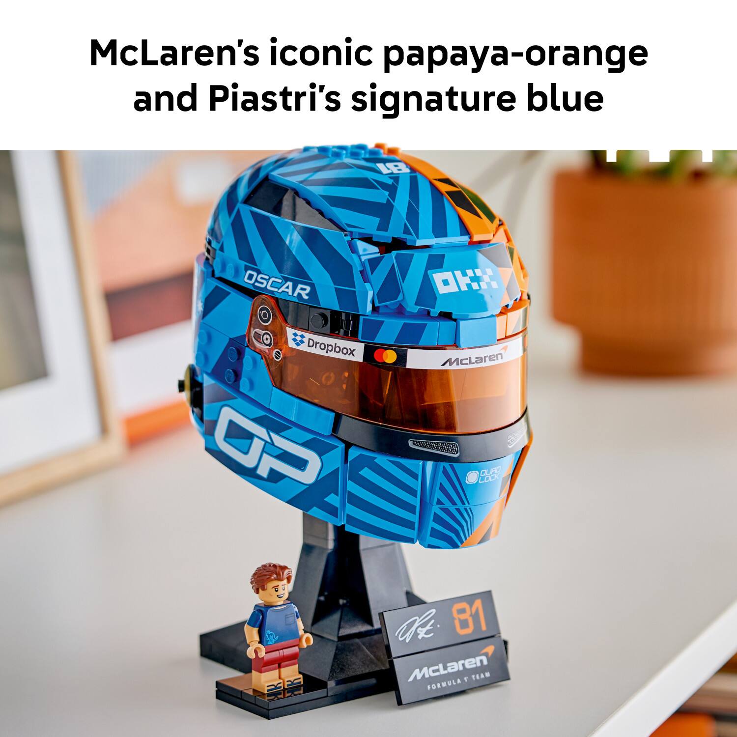 McLaren's iconic papaya-orange and Piastri's signature blue