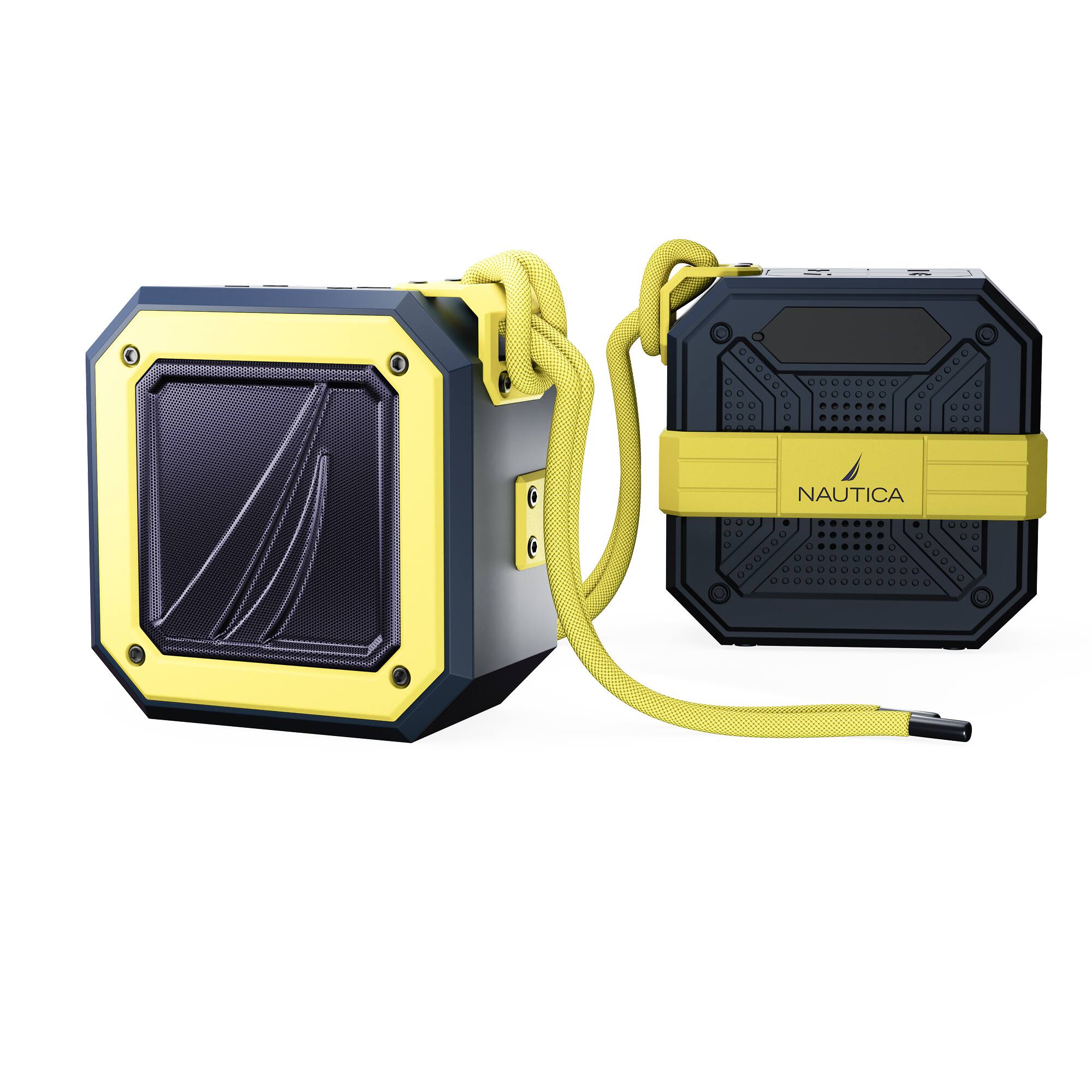 Angle. Nautica - Nautica S100 Bluetooth Portable Speaker, Waterproof Wireless Speaker, Loud Sound, Clear Audio, 15-Hour Playtime - Navy-Yellow.