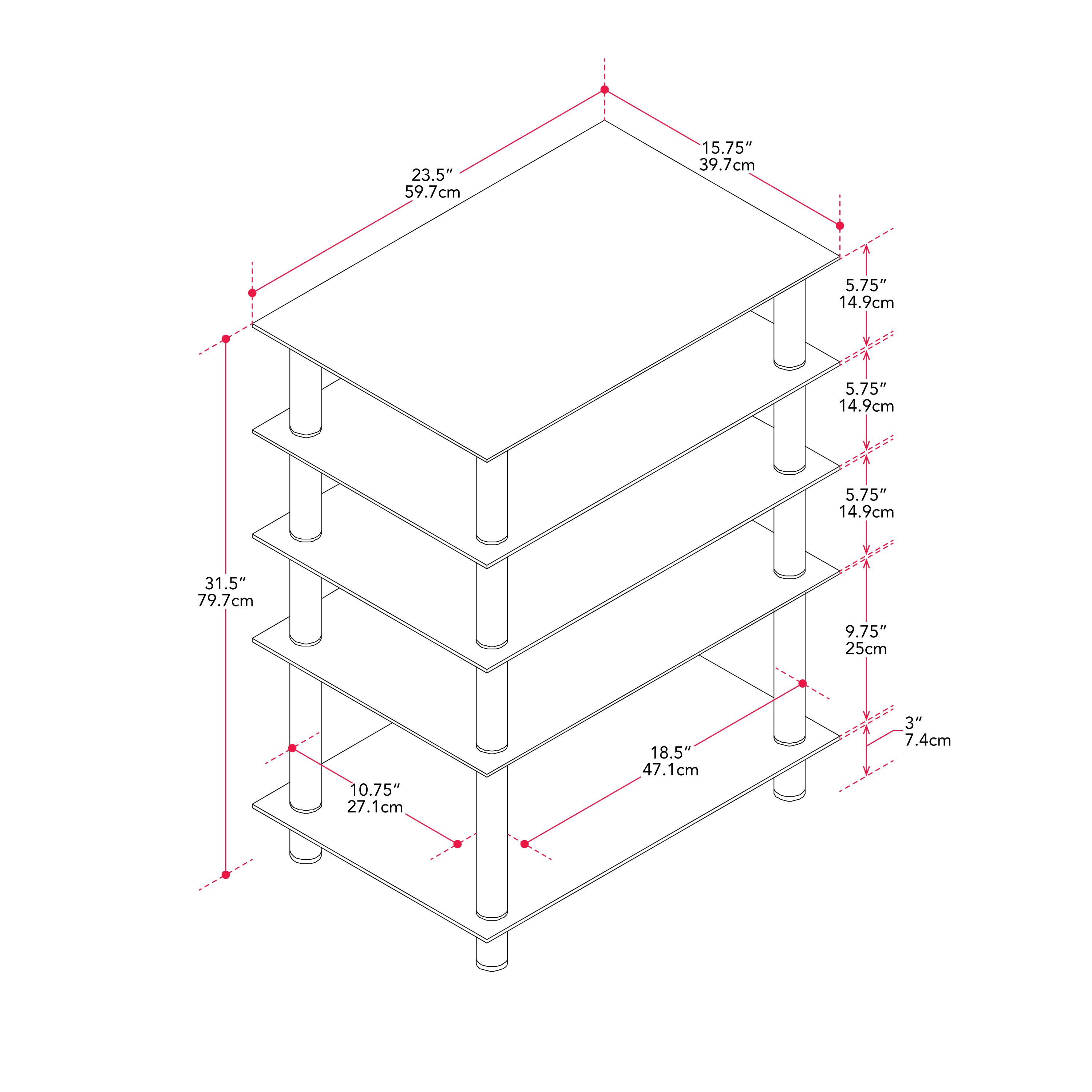 23.5" 59.7cm  
15.75" 39.7cm  
5.75" 14.9cm  
5.75" 14.9cm  
5.75" 14.9cm  
31.5" 79.7cm  
9.75" 25cm  
10.75" 27.1cm  
18.5" 47.1cm  
3" 7.4cm