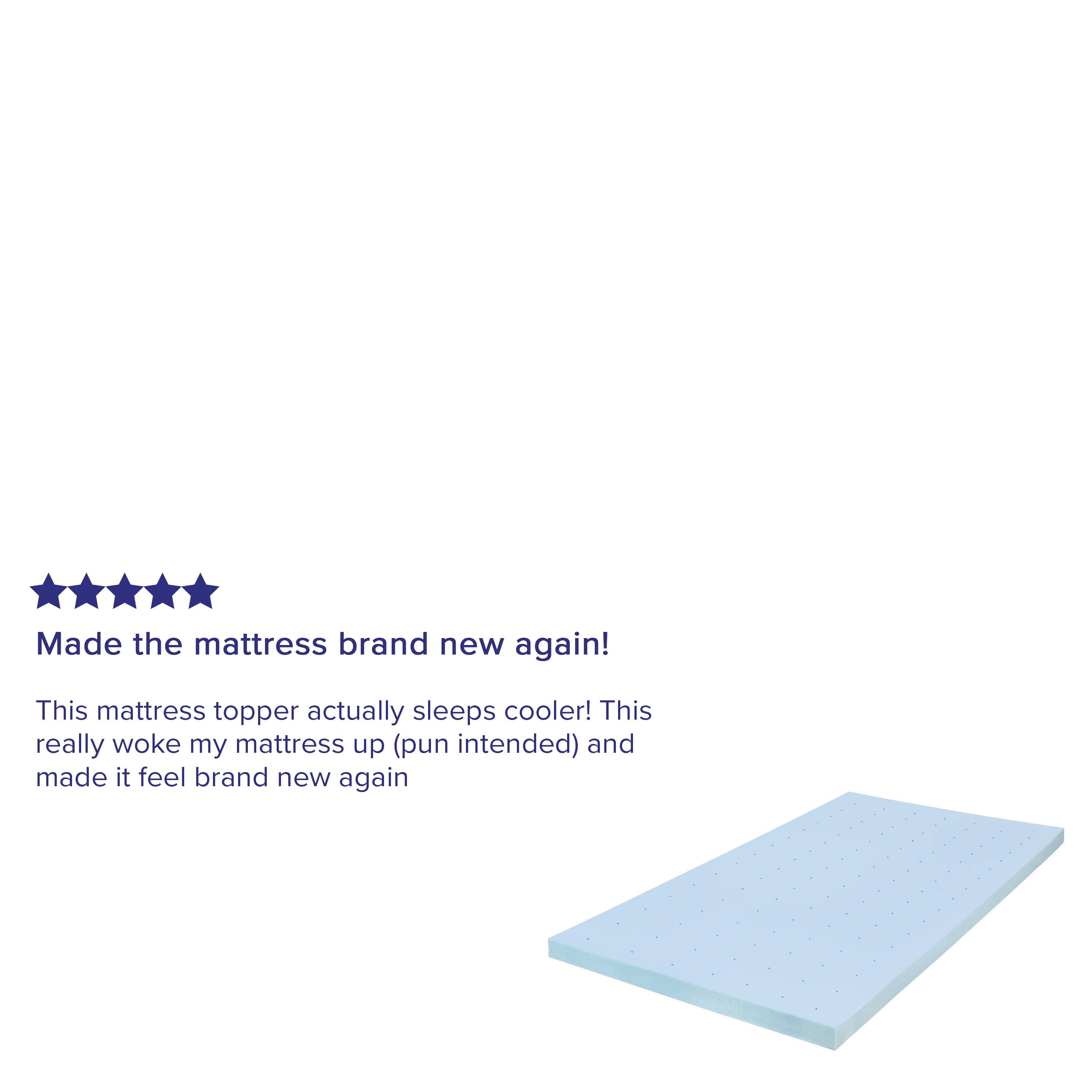Made the mattress brand new again!  
This mattress topper actually sleeps cooler! This really woke my mattress up (pun intended) and made it feel brand new again