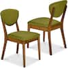 Front. Best Choice Products - Best Choice Products 2-Piece Mid-Century Modern Wood & Upholstered Dining Chair Set - Walnut/Olive - Walnut/Olive.