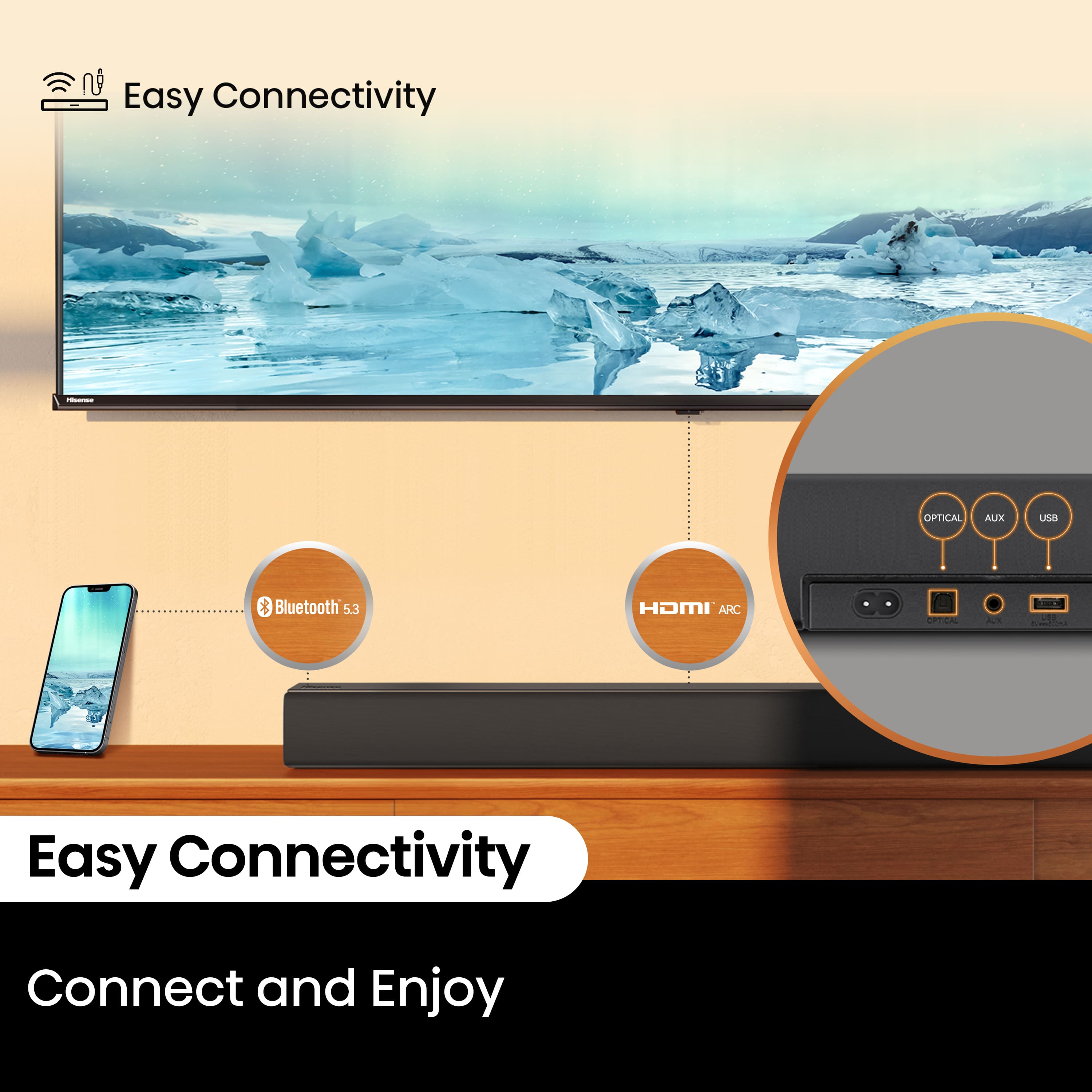 Easy Connectivity | OPTICAL AX 200 USA Bluetooth 5.3 HOMI ARC C: Connect and Enjoy