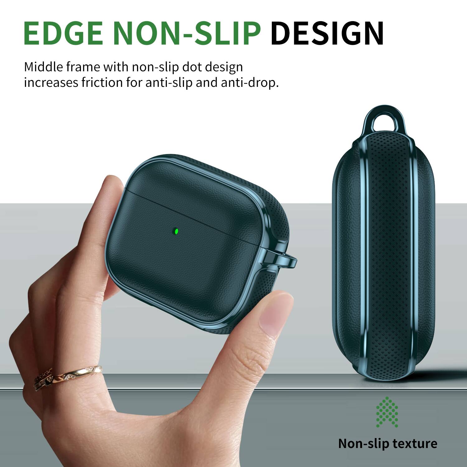 EDGE NON-SLIP DESIGN

Middle frame with non-slip dot design increases friction for anti-slip and anti-drop.

Non-slip texture