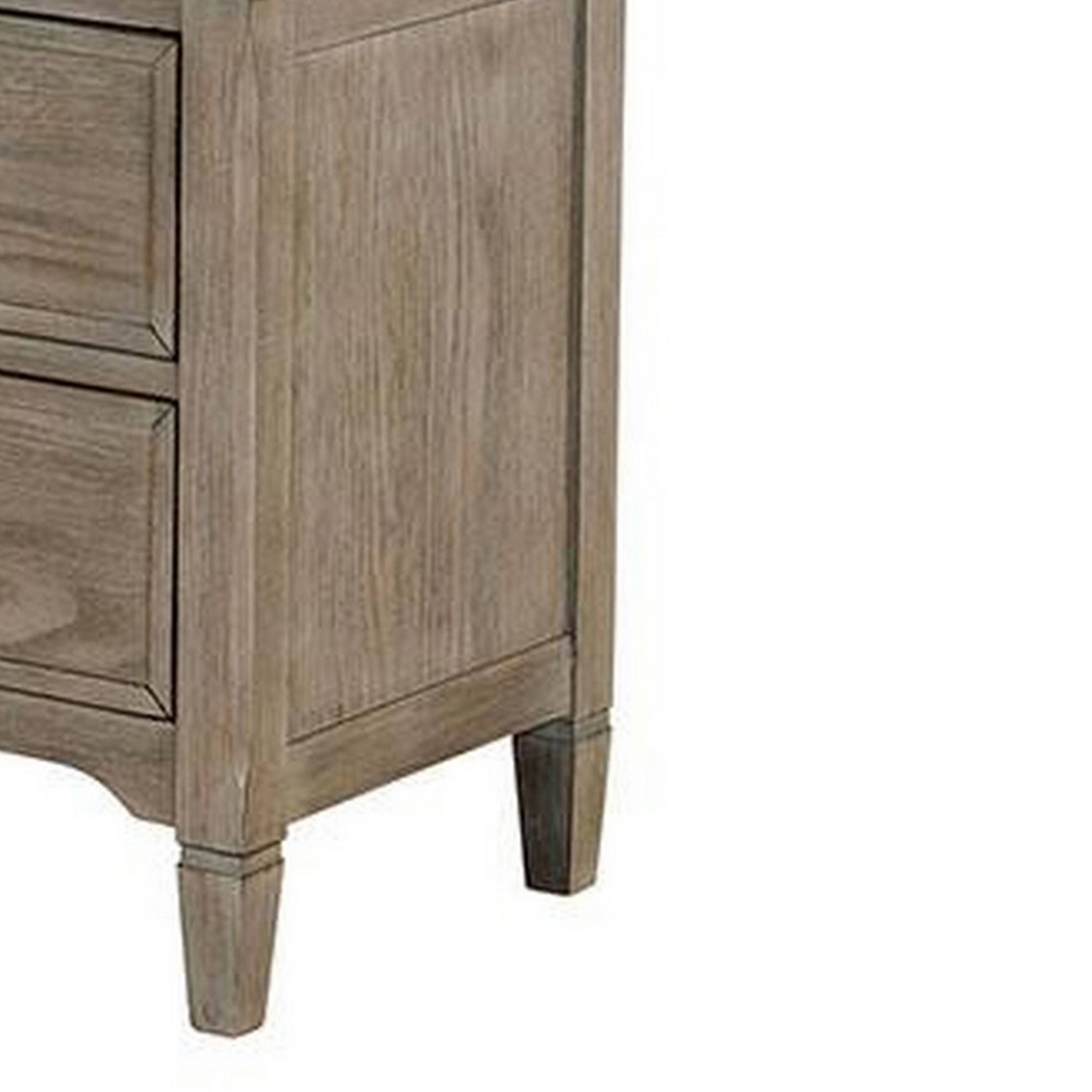 Alt View 3. Manhattan Lane - 2 Drawer Wooden Nightstand with Round Knobs - Gray.