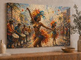 FC Design - Large Canvas 24x36" Ready-to-Hang 24x36" Carnival Festival Dance Art Painting Home Wall Décor - MultiColor