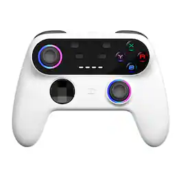 Cluzine - RGB Lighting Wireless Gamepad with Vibration and Tactile Buttons, Professional Controller for Gaming - White