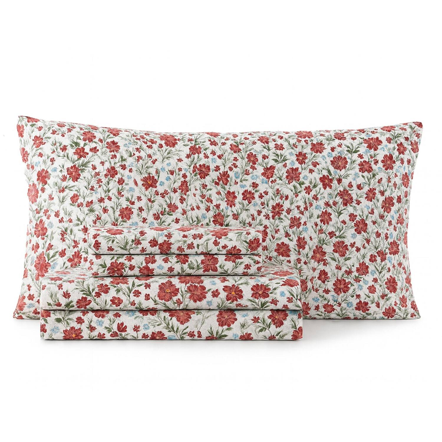 Alt View 1. Shavel Home Products - Shavel 100% Polyester Luxury Seersucker Poppies Sheet Set Twin Red - Red.