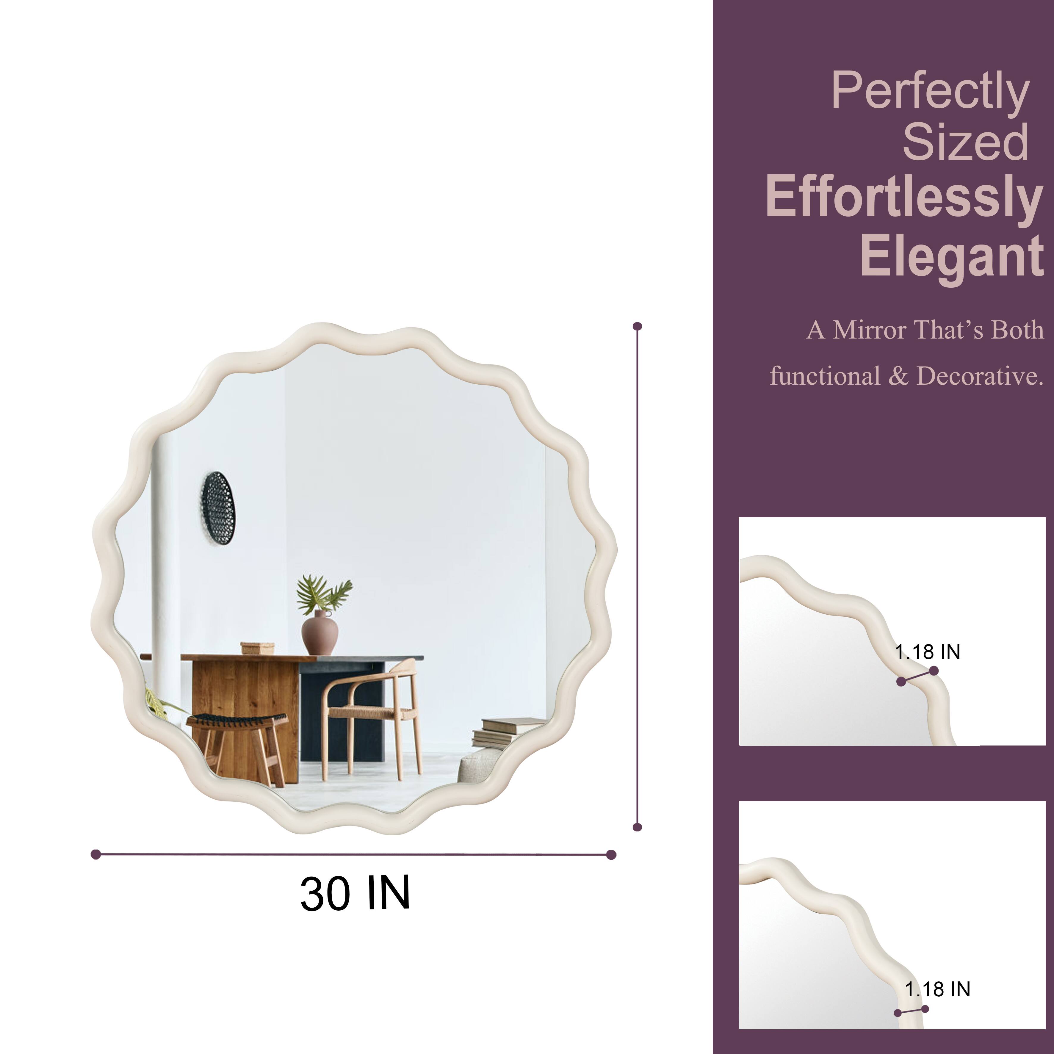 Perfectly Sized Effortlessly Elegant  
A Mirror That's Both functional & Decorative.  
1.18 IN  
30 IN  
1.18 IN