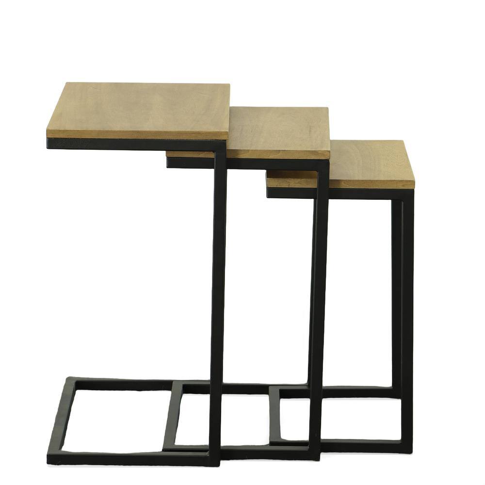 Alt View 9. Carolina Chair & Table - Addison Nesting Table Set - Harvest Oak Top - Aged Iron Base - Harvest Oak, Aged Iron.