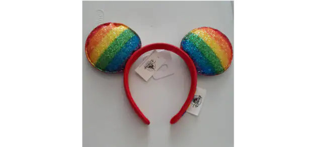 Front. Disney - Disney Pride Rainbow Ears "LOVE" headband..