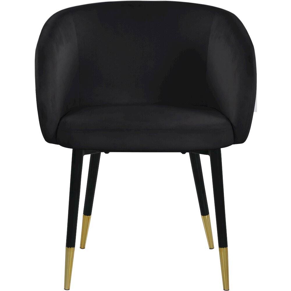 Alt View 2. Meridian Furniture - Louise Black Velvet Dining Chair - Black.