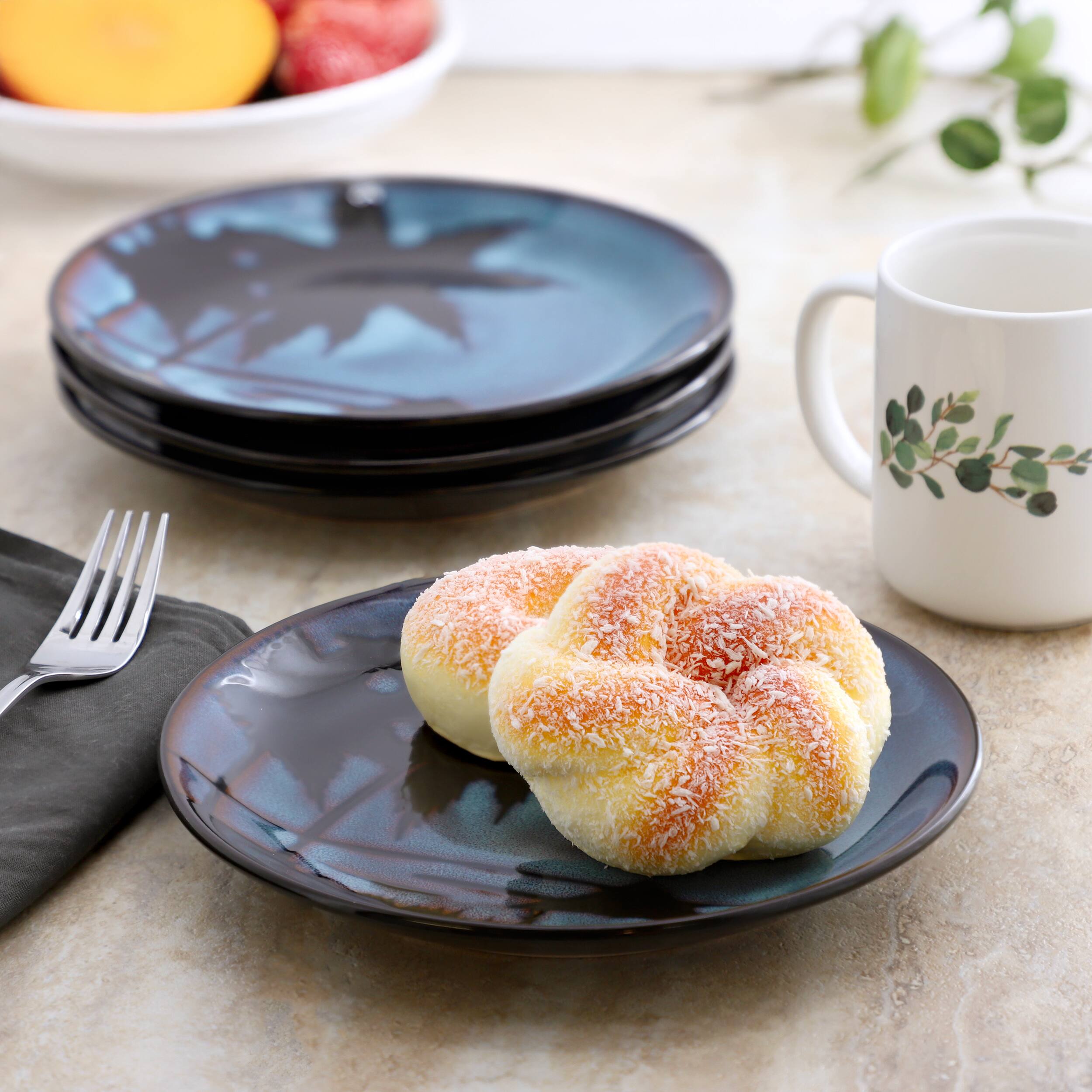 Alt View 4. Gibson - Gibson Elite Sunset 4 Piece 8 Inch Round Stoneware Dessert Plate Set in Blue - Blue.