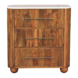 Artisan Furniture - Solid Wood Beaumont Marble Chest, 3 Drawer - Brown