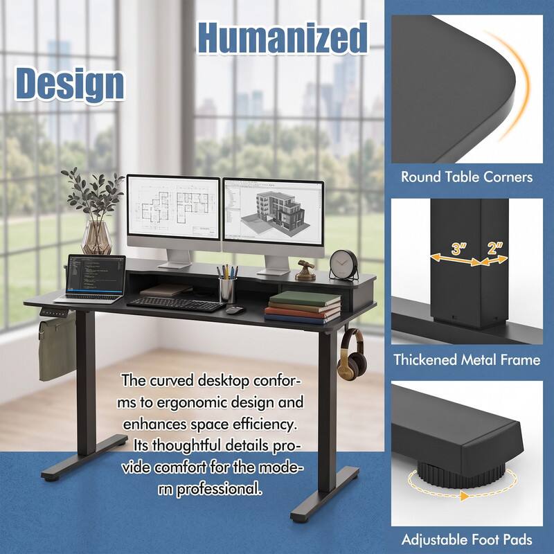 Humanized Design

Round Table Corners 3" 2"

The curved desktop conforms to ergonomic design and enhances space efficiency. Its thoughtful details provide comfort for the modern professional.

Thickened Metal Frame

Adjustable Foot Pads