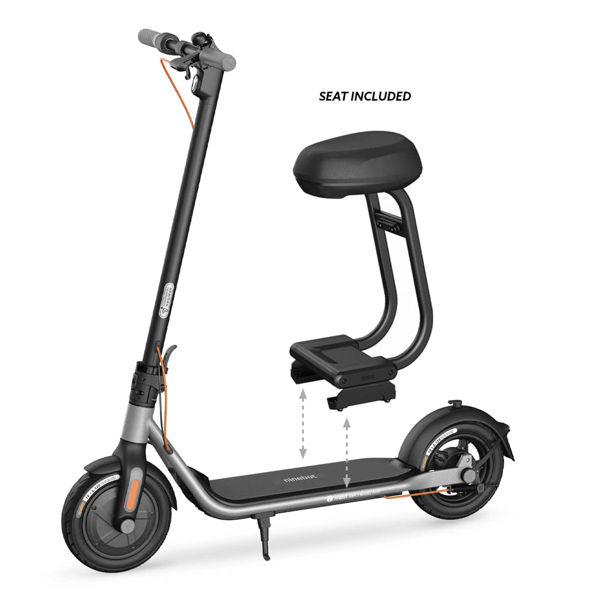 Front Zoom. Segway - Ninebot D40X Electric Kick Scooter plus Seat w/23.6 mi Max Operating Range & 18.6 mph Max Speed - Gray.