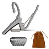 5 CORE - 5Core Capo Acoustic Electric Guitar String Clip + 6Pcs Guitar Picks + Carry Bag - Silver