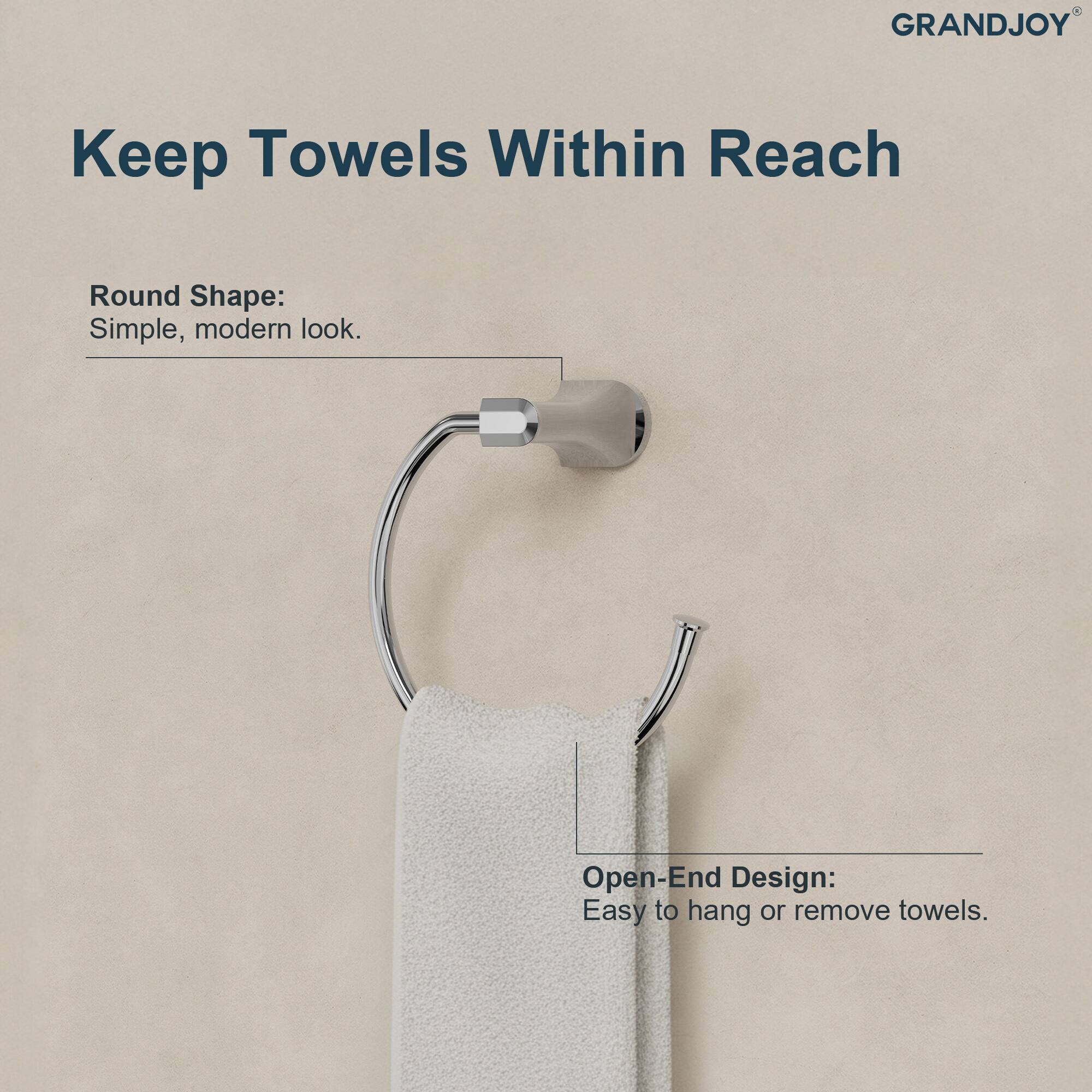 GRANDJOY

Keep Towels Within Reach

Round Shape:
Simple, modern look.

Open-End Design:
Easy to hang or remove towels.
