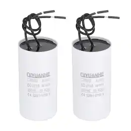 Unique Bargains - 2pcs CBB60 Capacitor 60uF 450V Run Round Start Capacitor for AC Motor, Pump, HVAC Compressor - White