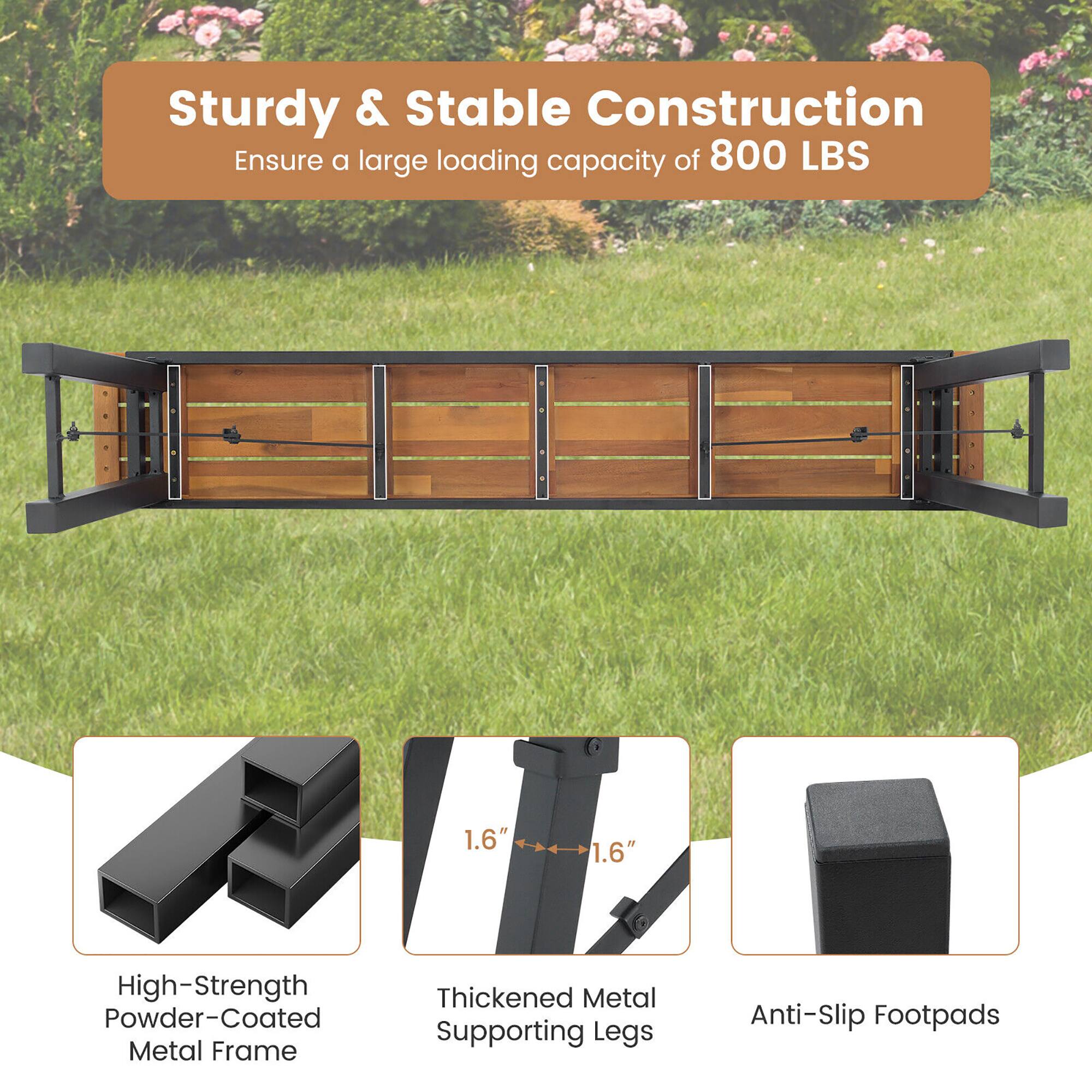 Sturdy & Stable Construction  
Ensure a large loading capacity of 800 LBS  

- High-Strength Powder-Coated Metal Frame  
- Thickened Metal Supporting Legs (1.6" x 1.6")  
- Anti-Slip Footpads