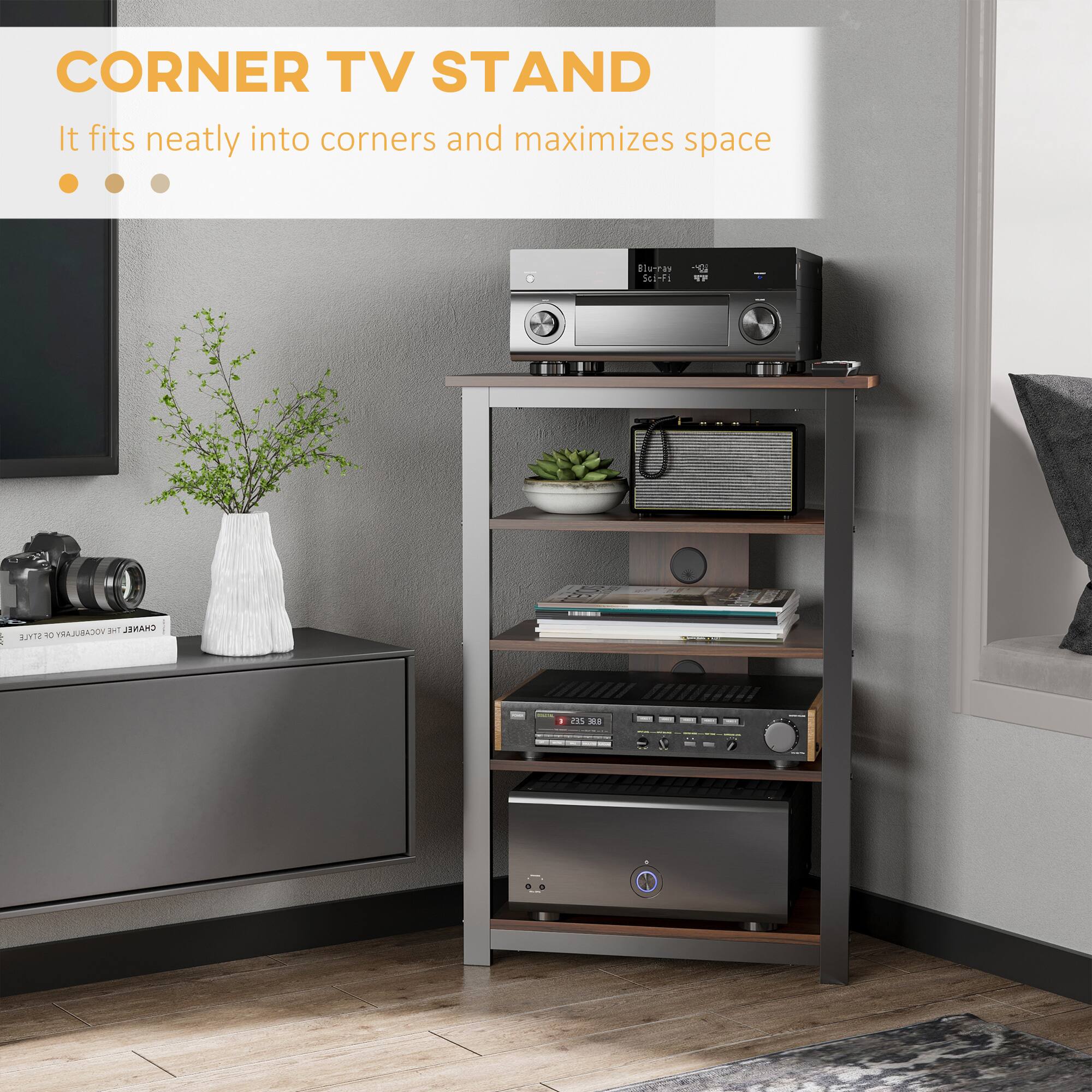 CORNER TV STAND  
It fits neatly into corners and maximizes space