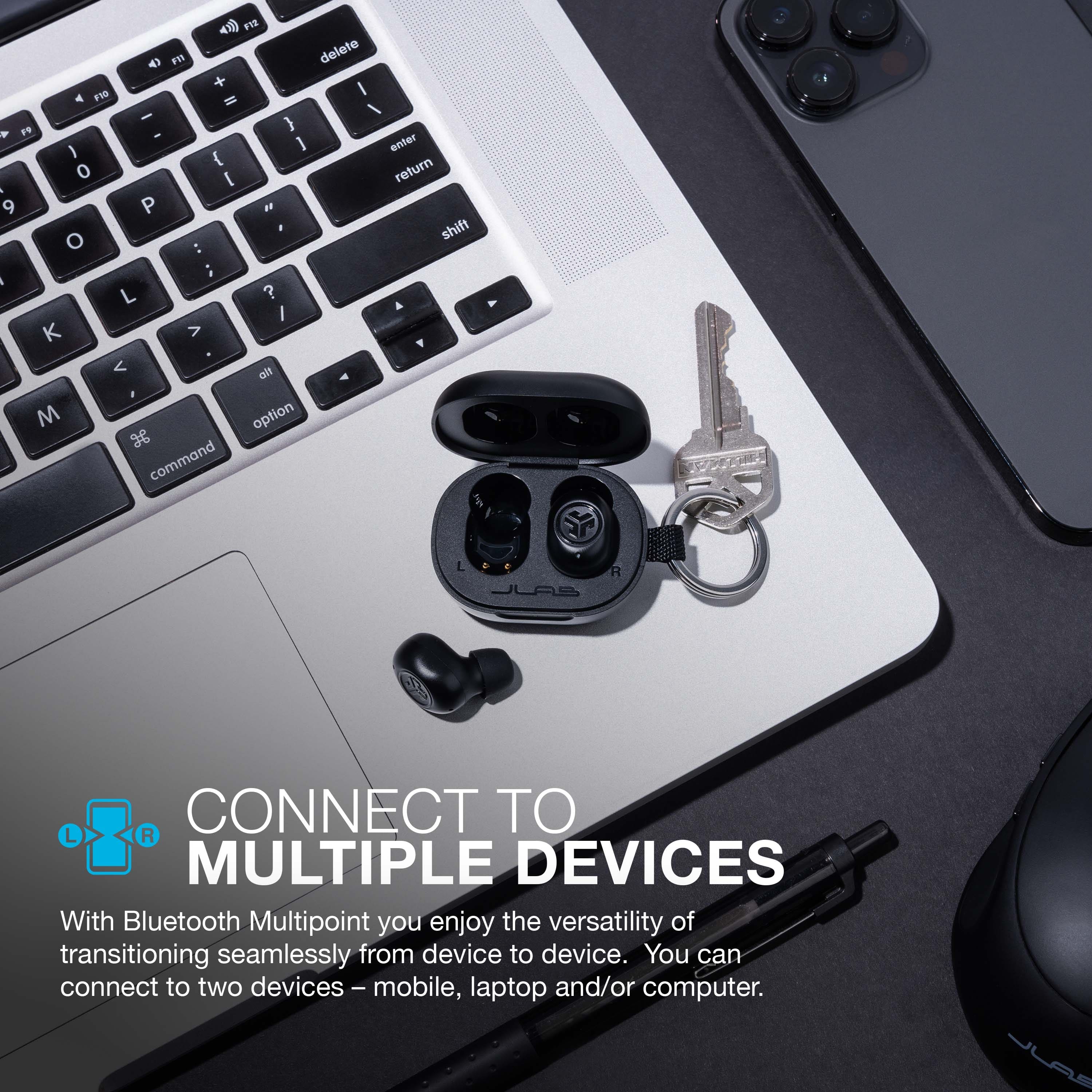 CONNECT TO MULTIPLE DEVICES With Bluetooth Multipoint, you can enjoy the versatility of transitioning seamlessly from device to device. You can connect to two devices - mobile, laptop, and/or computer.